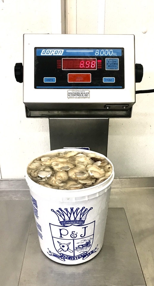 Gallon of Premium P&J Brand Unwashed oysters. Always packed tightly to the brim like no other!
